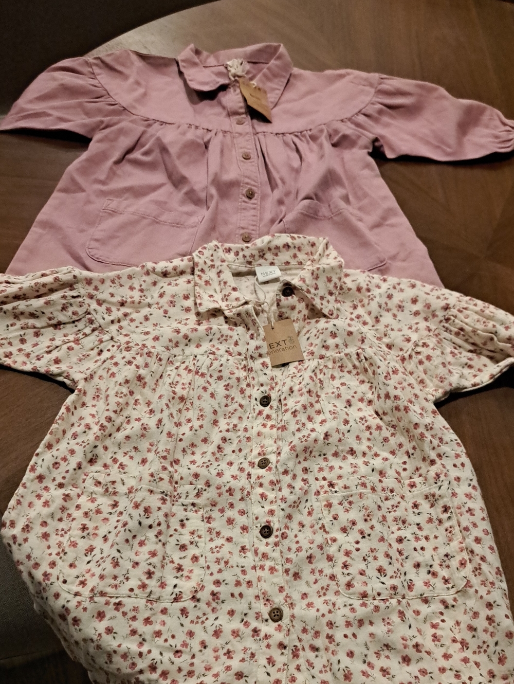 Next Pink Button-Front Top & Cream Floral Button Shirt Set Of 2
